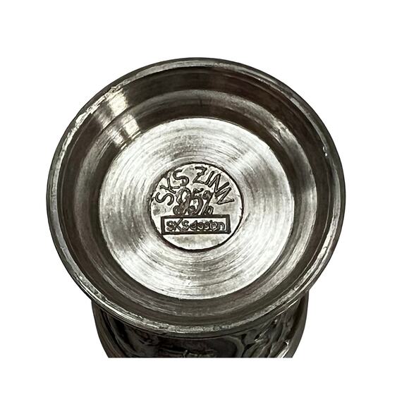 SKS Zinn 95% Pewter German 2" Shot Shooter Glass w/ Embossed Scenes - Picture 4 of 4